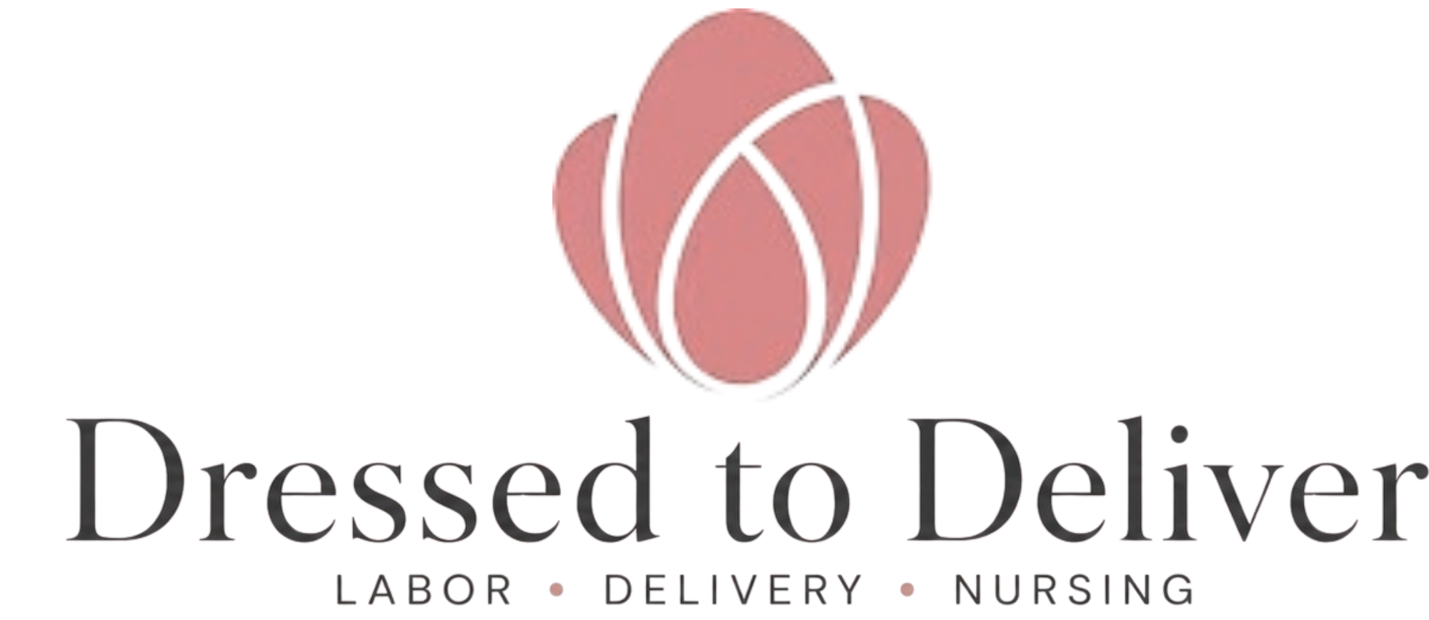 Logo for 'Dressed to Deliver' with a heart design on a white background
